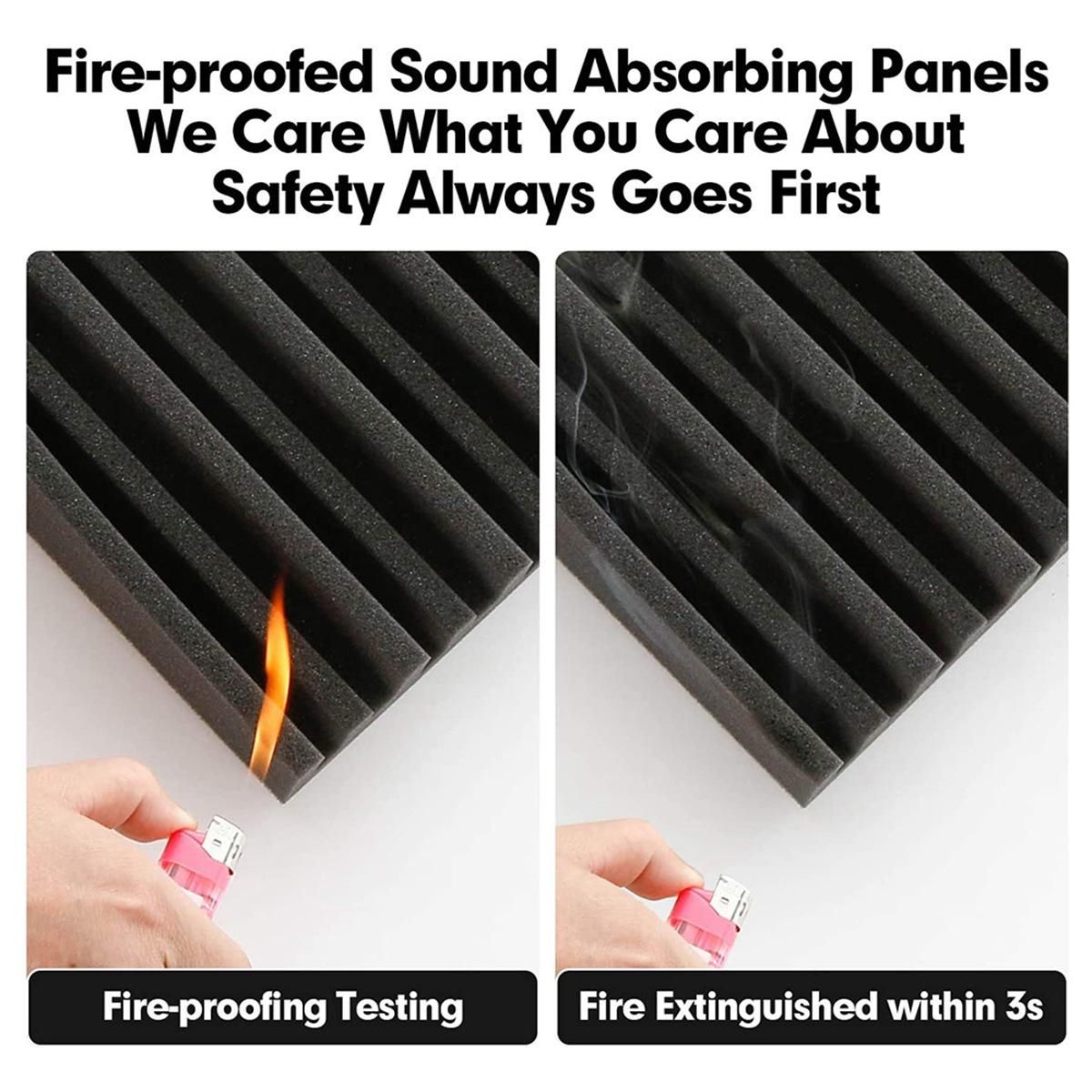 12 Packs Acoustic Foam Board,Grooved Sound Board,30X30X5cm