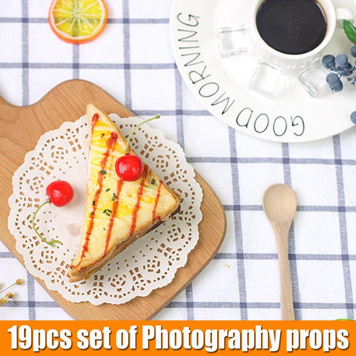 19Pcs Set Of Fresh Style Food Bread Baking Plaid Photography Background Props