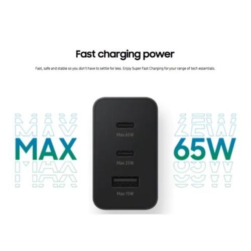 Original 65 Watts Charger Trio 3 USB Port Adapter With Type C To Type C Cable Charging Samsung Galaxy & Redmi Phones
