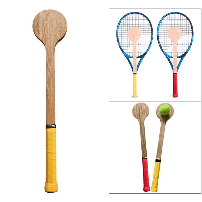 Functional Wooden Tennis Racket Pointer Tennis Mid Sweet Spot Hitting