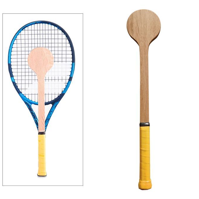 Functional Wooden Tennis Racket Pointer Tennis Mid Sweet Spot Hitting