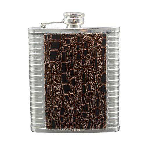 7oz TWIN CYLINDER HIP FLASK-Brown