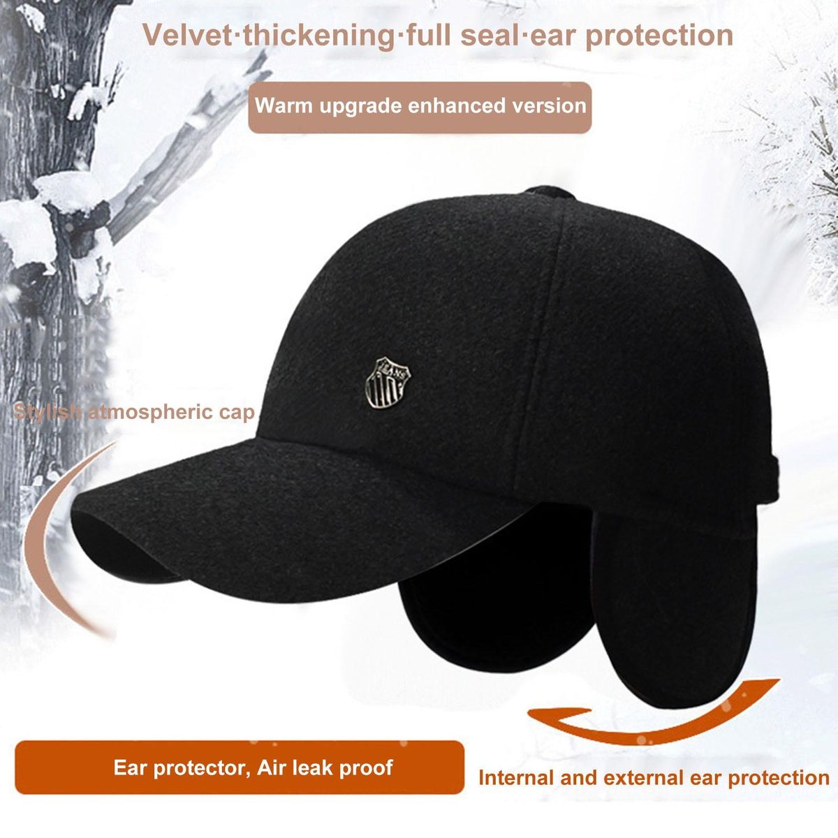 Dad Baseball Cap Arcticshield Mens Winter Baseball Cap for Fathers Black