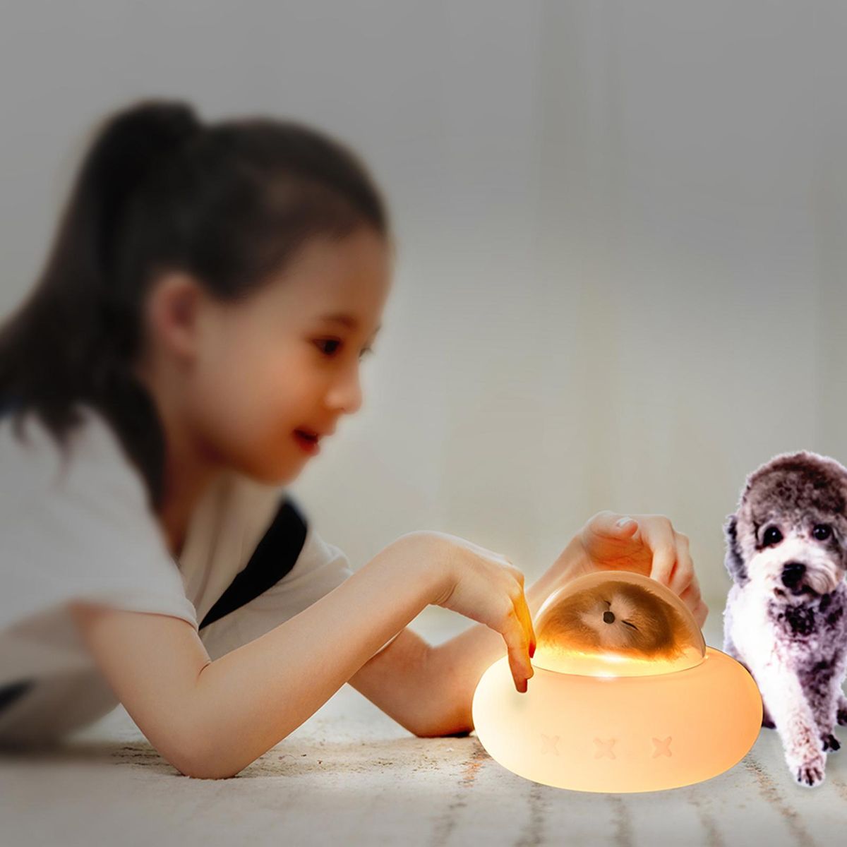 Night Light for Kids Soft Built-in Cute Cat & Dog Spaceship Style Silicone Rechargeable Tap Control Nursery Lamp