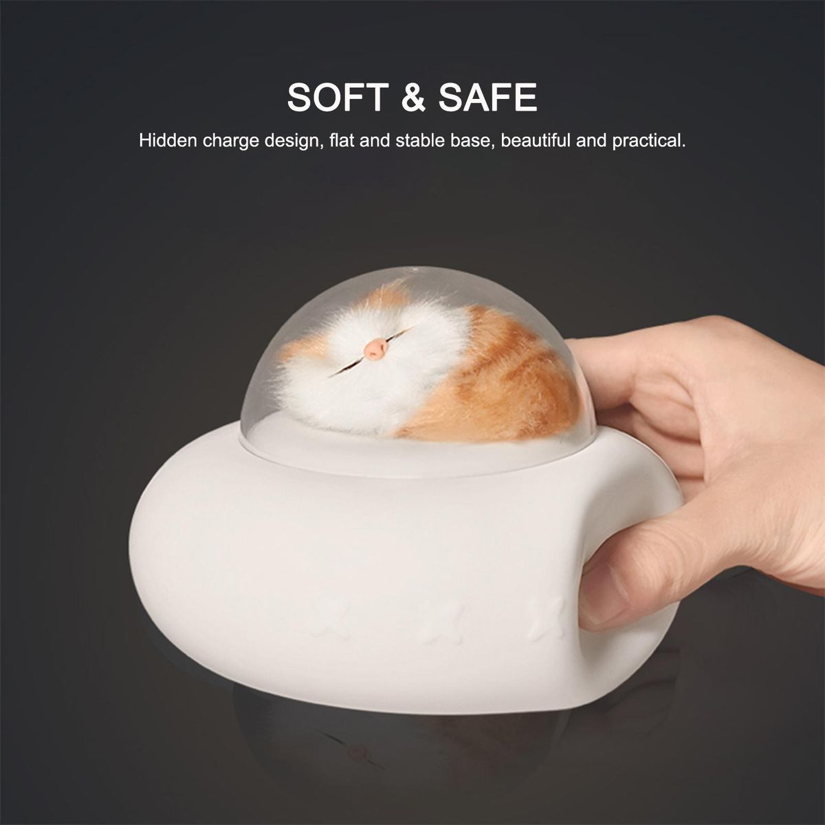 Night Light for Kids Soft Built-in Cute Cat & Dog Spaceship Style Silicone Rechargeable Tap Control Nursery Lamp