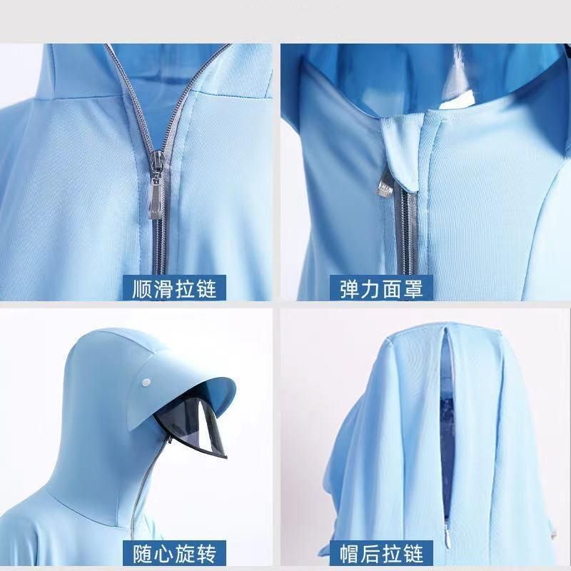 Sunscreen Clothing Cloak Women Summer Ice Silk Hooded UV Sun Protection Clothes Outdoor Cycling Fishing Sunscreen Shirt One Size