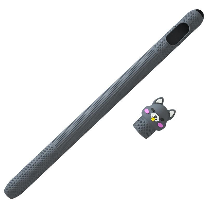 Suitable for Apple pencil silicone cartoon cute pen cover apple pen silicone soft all-inclusive 1 generation foreign trade new Gray + cartoon cat Apple pencil 1st generation
