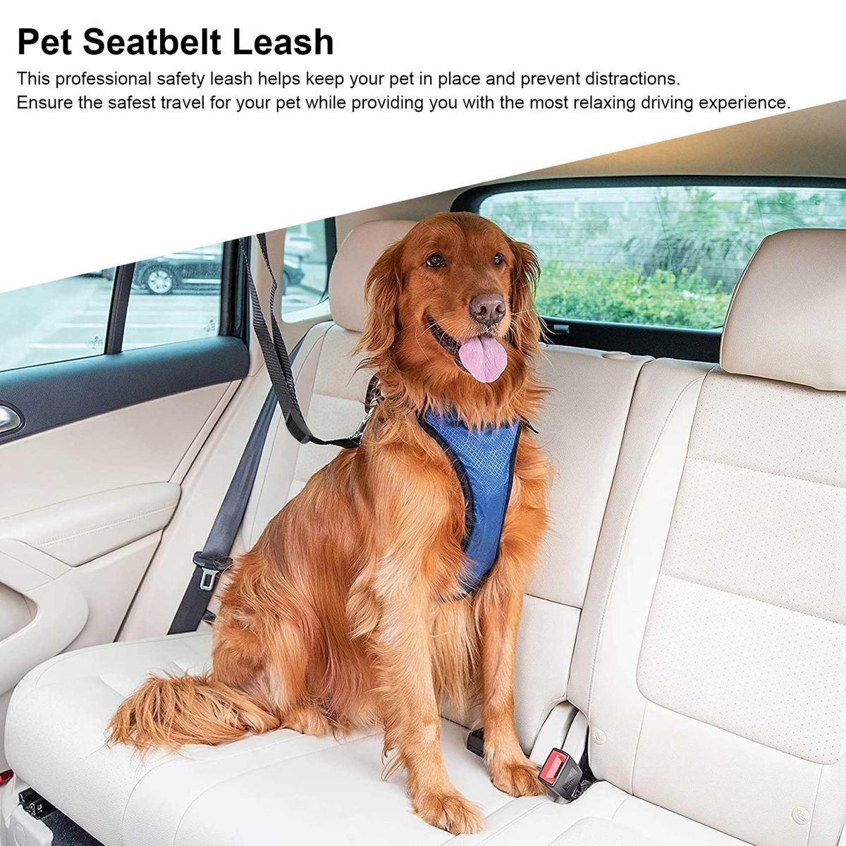 Dog Pet Safety Adjustable Car Belt Harness Leash Travel Clip Strap Lead