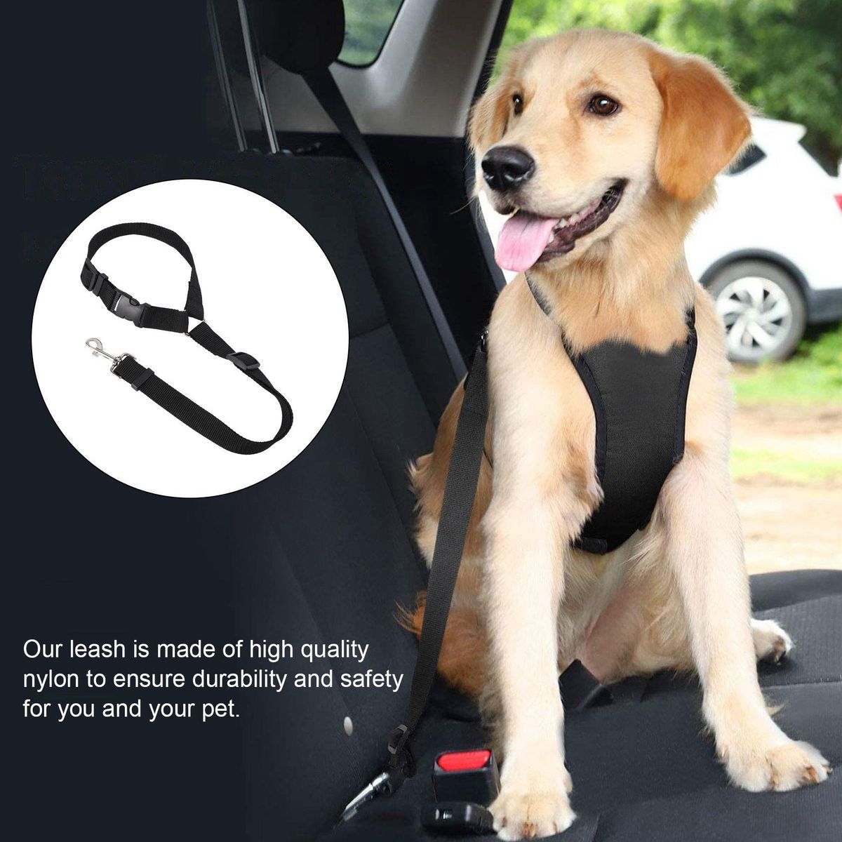 Dog Pet Safety Adjustable Car Belt Harness Leash Travel Clip Strap Lead