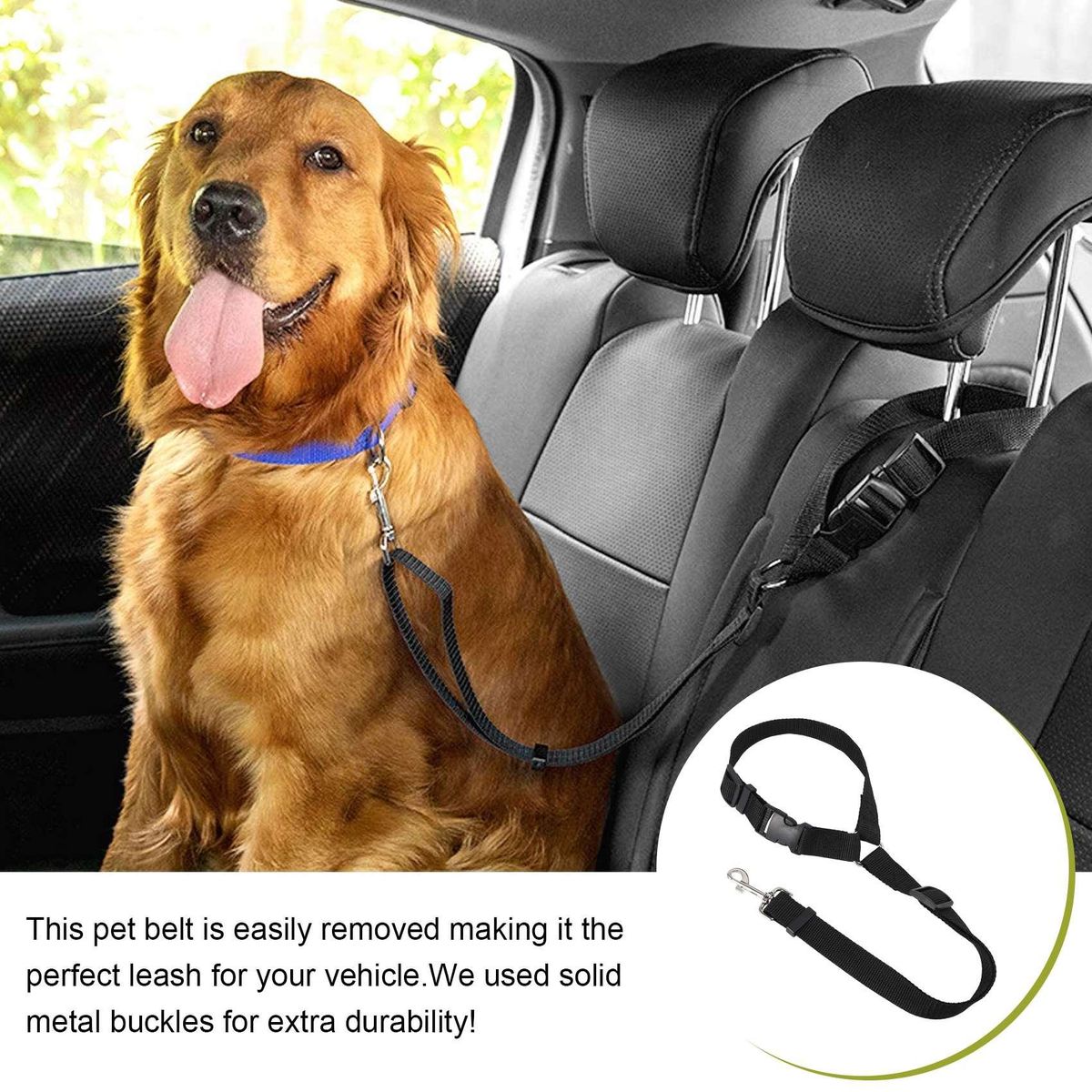 Dog Pet Safety Adjustable Car Belt Harness Leash Travel Clip Strap Lead