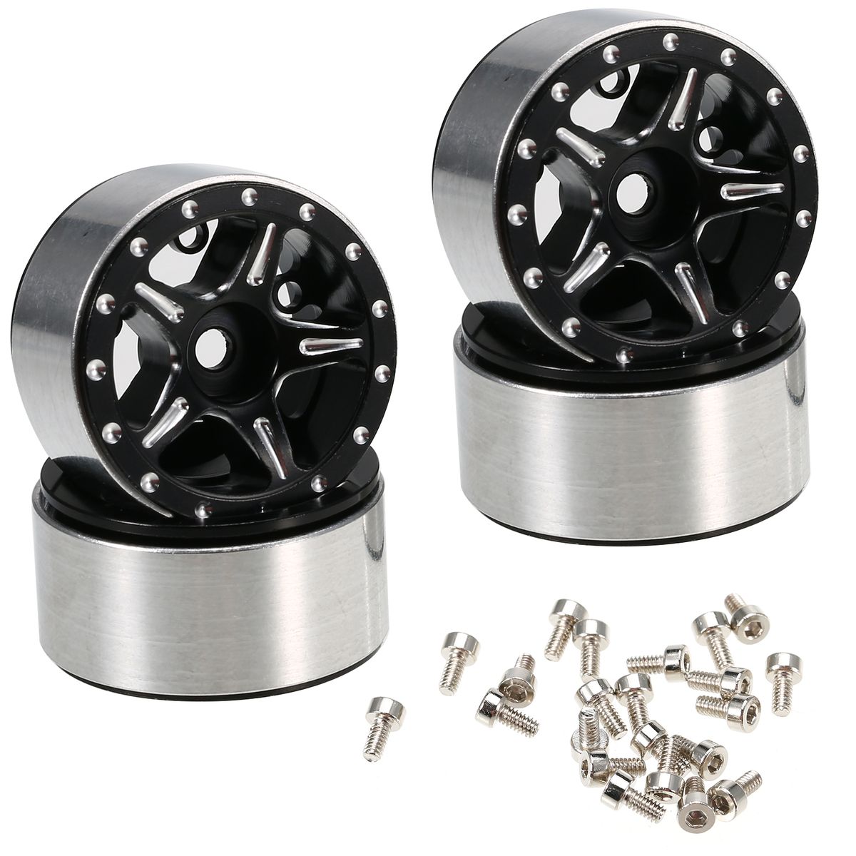 4PCS Aluminum Alloy Beadlock Wheel Rims For 1/24 Axial SCX24