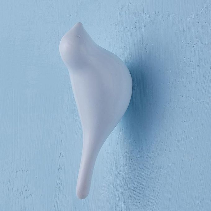 Home Decorative Resin 3D Bird Coat Hooks Bag Hanger Wall Mount White