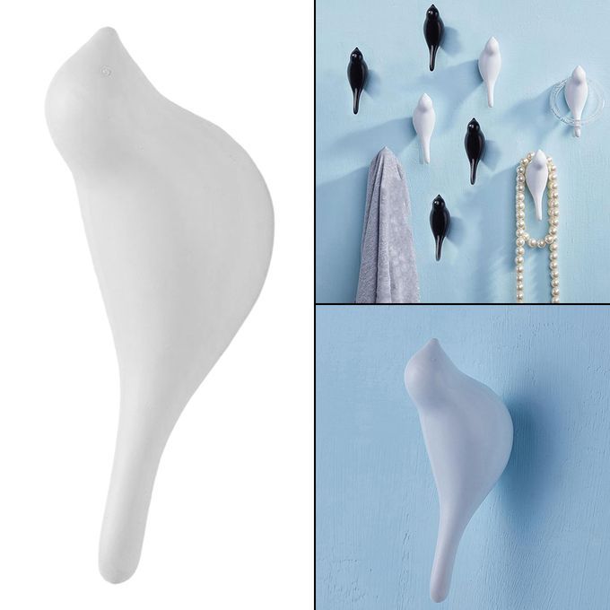 Home Decorative Resin 3D Bird Coat Hooks Bag Hanger Wall Mount White