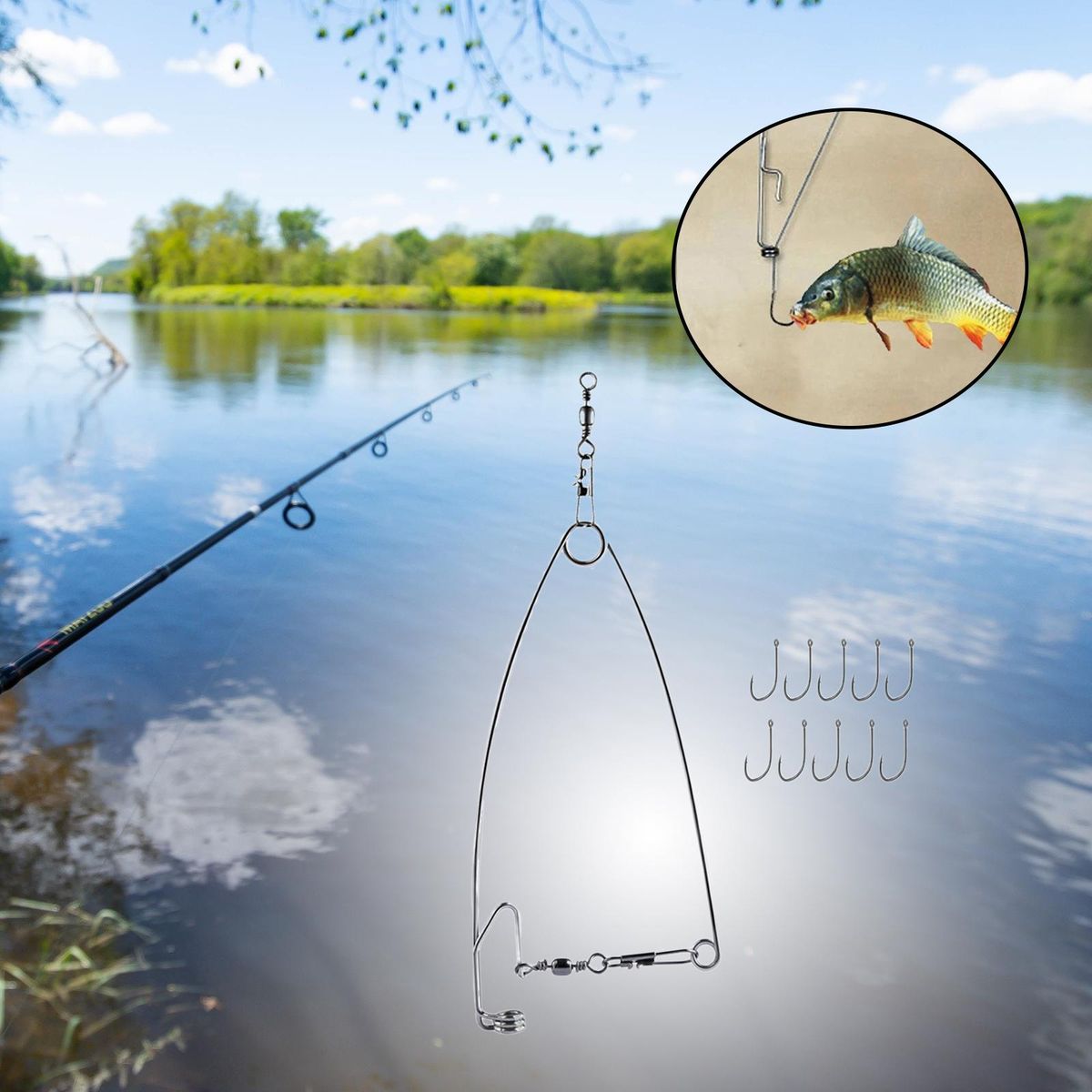 Automatic Fishing Hook Spring Fishhook For Trapping Rivers