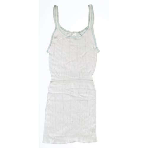 2 Pack Girls White Singlet- Blue Trimms