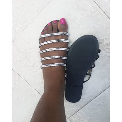 Flat Slippers with Crystals