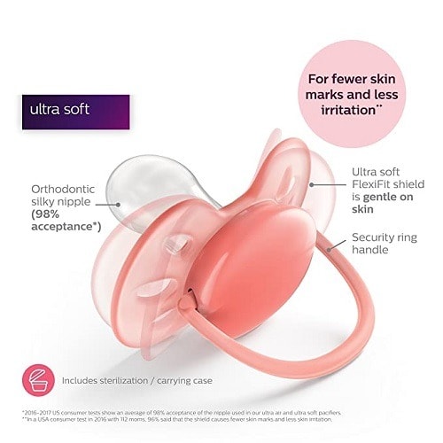 Ultra Soft Baby Pacifier, 0-6 Months - Blue And Teal - 2 Packs