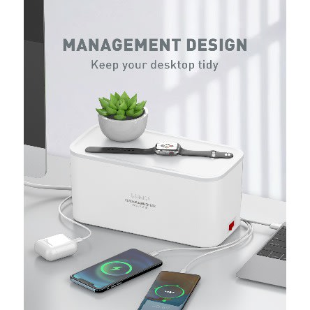 Sc5309 Management Cord Organizer Power Strip Box With 5 Socket + 3 Usb Ports Home Desktop Charger