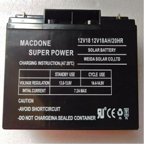 12v 18ah Sealed Lead Acid Battery With Nut & Bolt Terminals