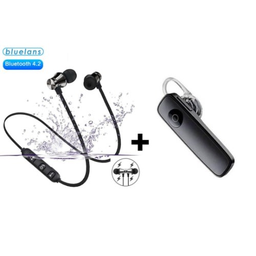 Double Ears Bluetooth Earpiece Plus One Ear Bluetooth Earpiece