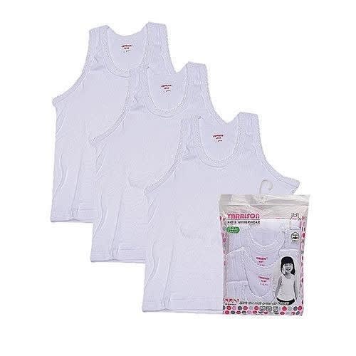 3-in-1 Kids Underwear Vests For Girls - White