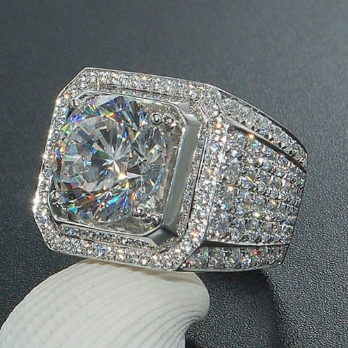 Men's Full Diamond Inlaid Zircon Ring