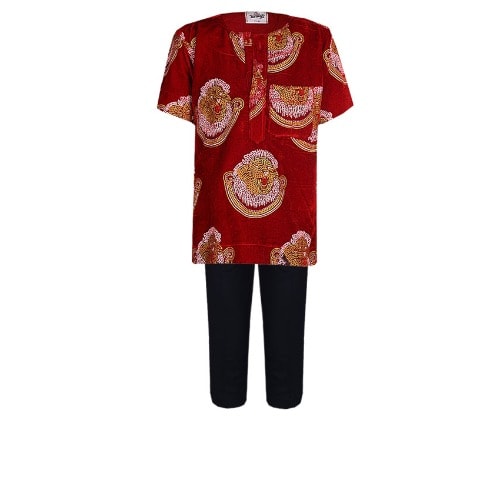 Kids Children Igbo Traditional Cultural Wear- Red Isiagwu.