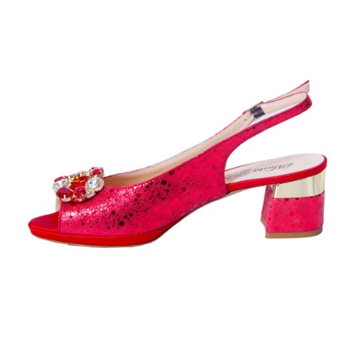Red Shoe And Bag With Red Stones