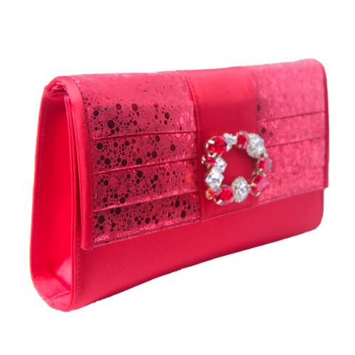 Red Shoe And Bag With Red Stones