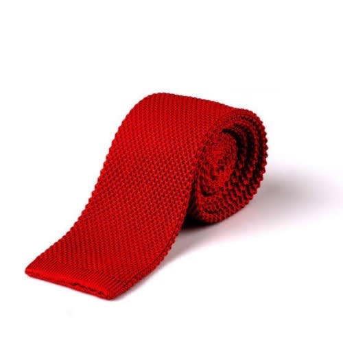 Men's Knitted Long Tie - Red