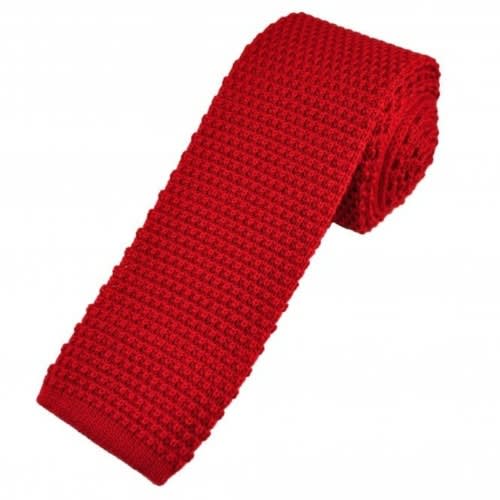 Men's Knitted Long Tie - Red