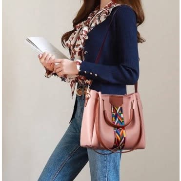 Ladies Shoulder Bag - 4 Piece Set - Pink
