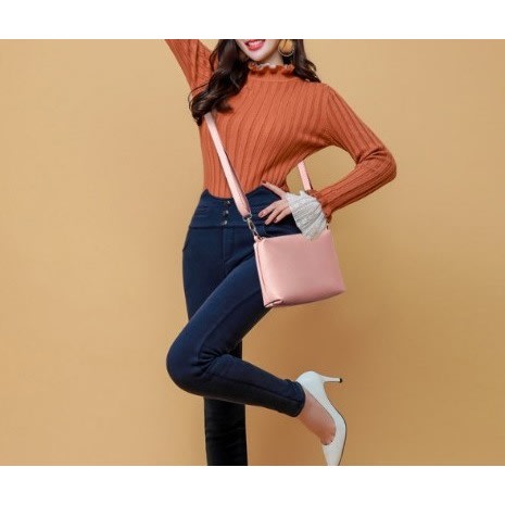 Ladies Shoulder Bag - 4 Piece Set - Pink