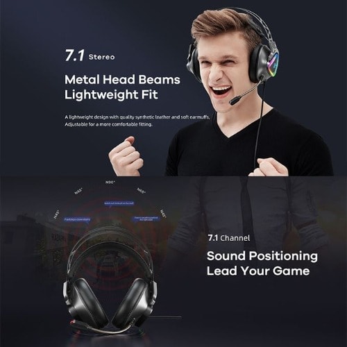 Wargod Series Intelligent Noise Reduction Gaming Headphone With Mic Rm-