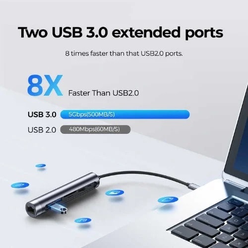7 In 1 Concealed Docking Station Usb C Hub 3.0 High Speed Usb Multi-port Adapter