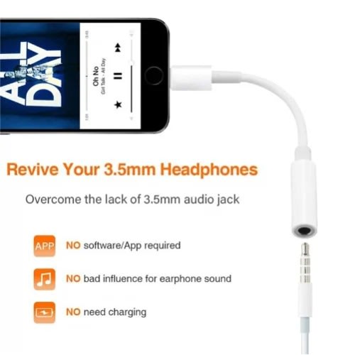 Lightning To Headphone Jack Adapter For iPhone - 3.5mm