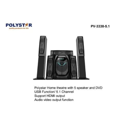 Powerful Home Theatre System 5 Speaker With Dvd - Pv-3338-5.1