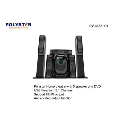 Powerful Home Theatre System 5 Speaker With Dvd - Pv-3338-5.1