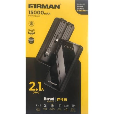 Marvel P15 15000mAh Power Bank - Black