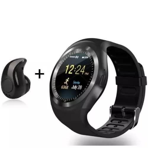 Y1 Smartwatch With Sim Card And Tfcard Space For Android And Ios + S530 Bluetooth- Black