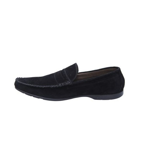 Belt Detail Suede Loafers - Black