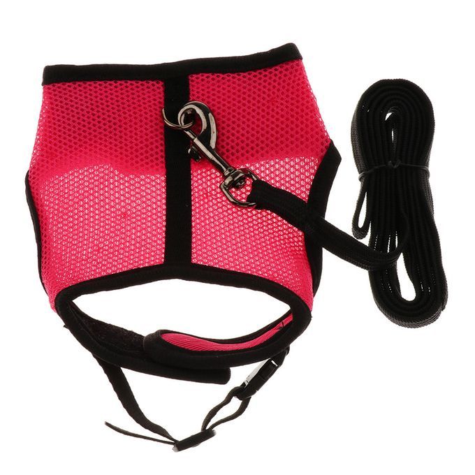 Small Pet Rabbit Harness Leash Set Adjustable Hamster Harness Peach L