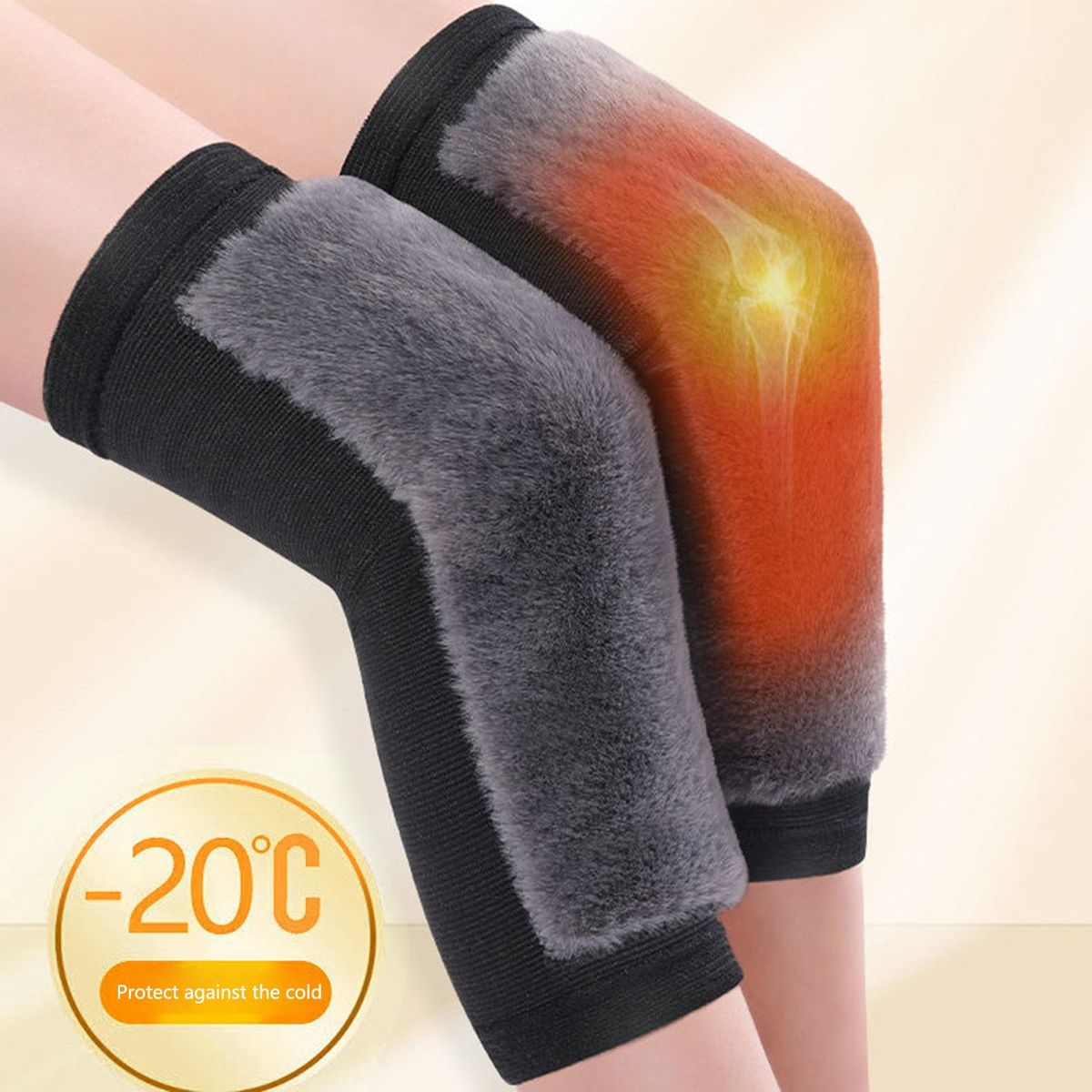 1 Pair Warm Knee Pads Outdoor Winter Warm Knee Pads Black