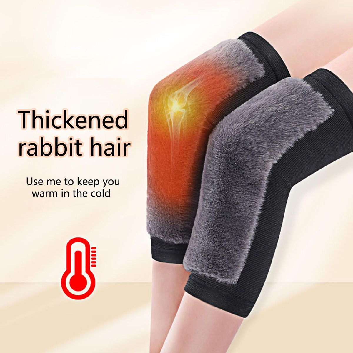 1 Pair Warm Knee Pads Outdoor Winter Warm Knee Pads Black