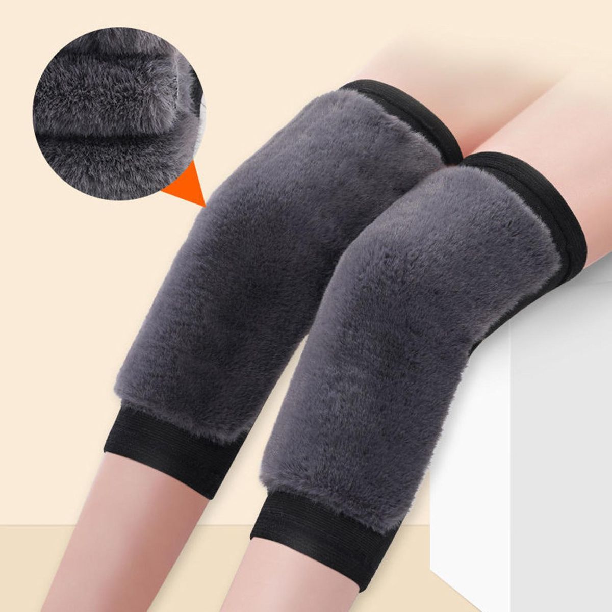 1 Pair Warm Knee Pads Outdoor Winter Warm Knee Pads Black