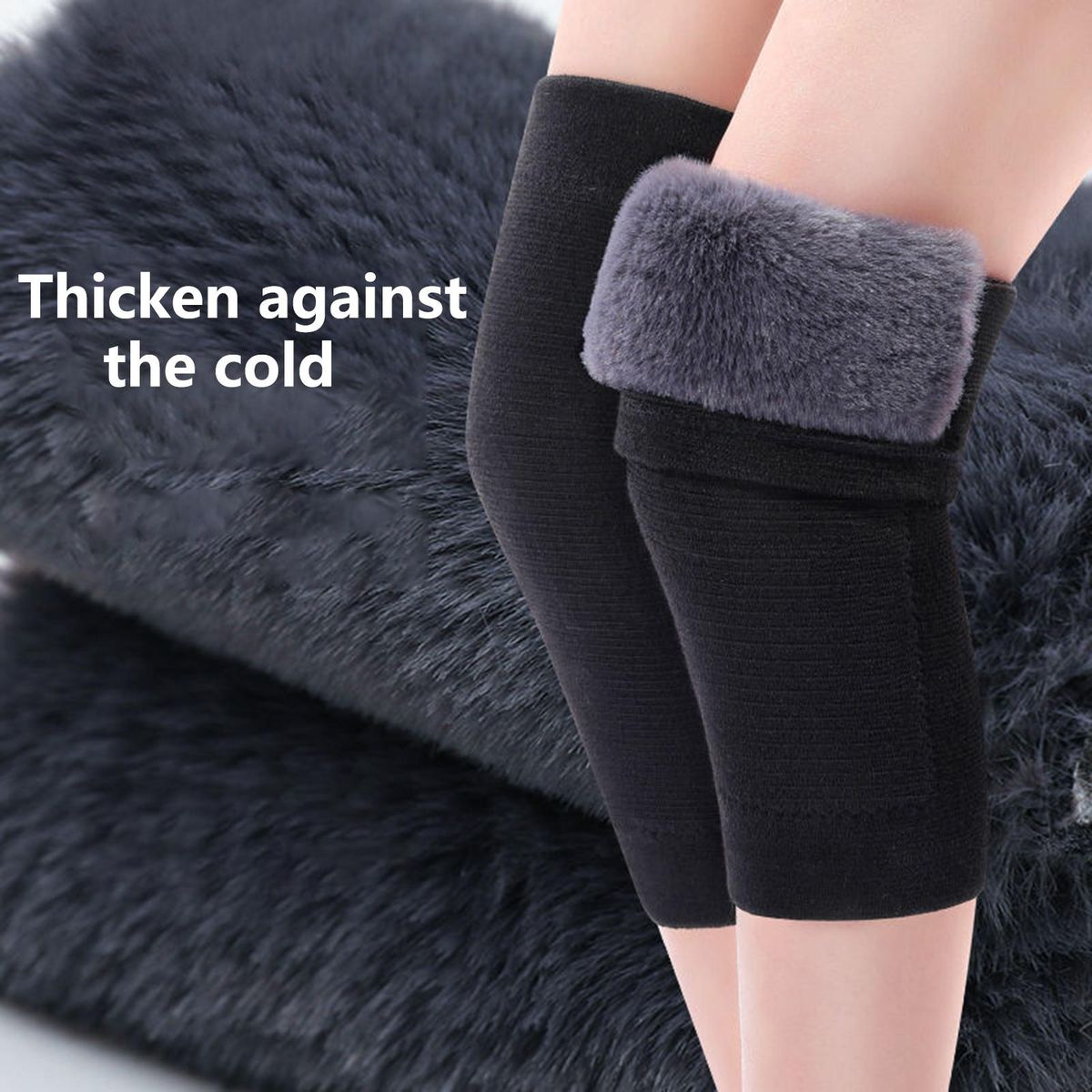 1 Pair Warm Knee Pads Outdoor Winter Warm Knee Pads Black