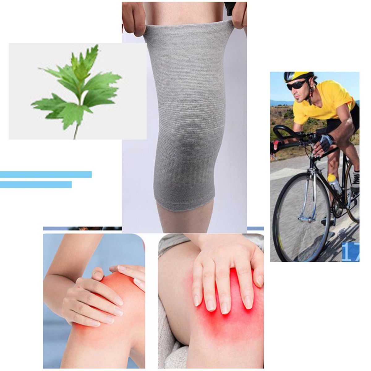 1 Pair Thermal Knee Winter Outdoor Indoor Self-heating Thermal Knee Grey