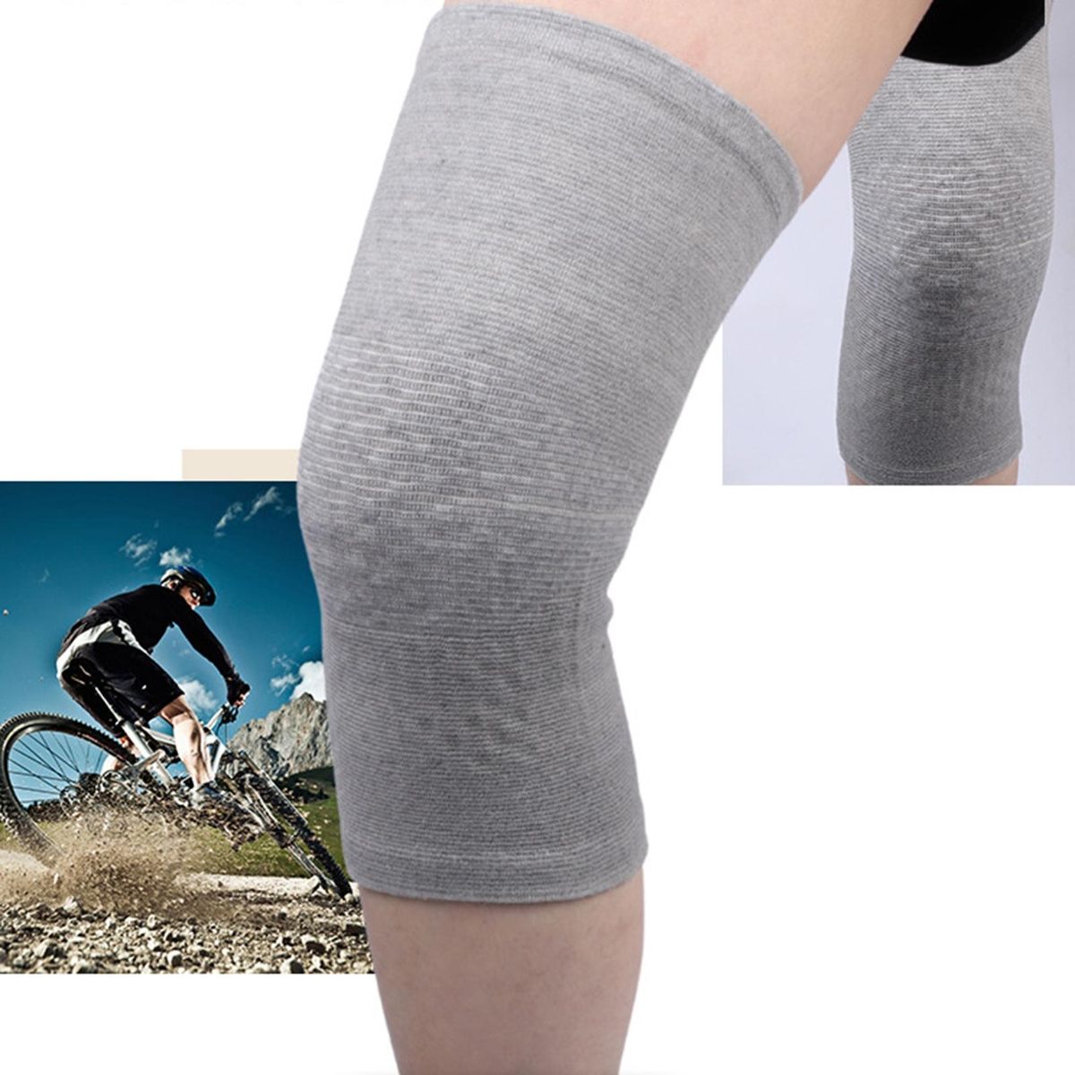 1 Pair Thermal Knee Winter Outdoor Indoor Self-heating Thermal Knee Grey