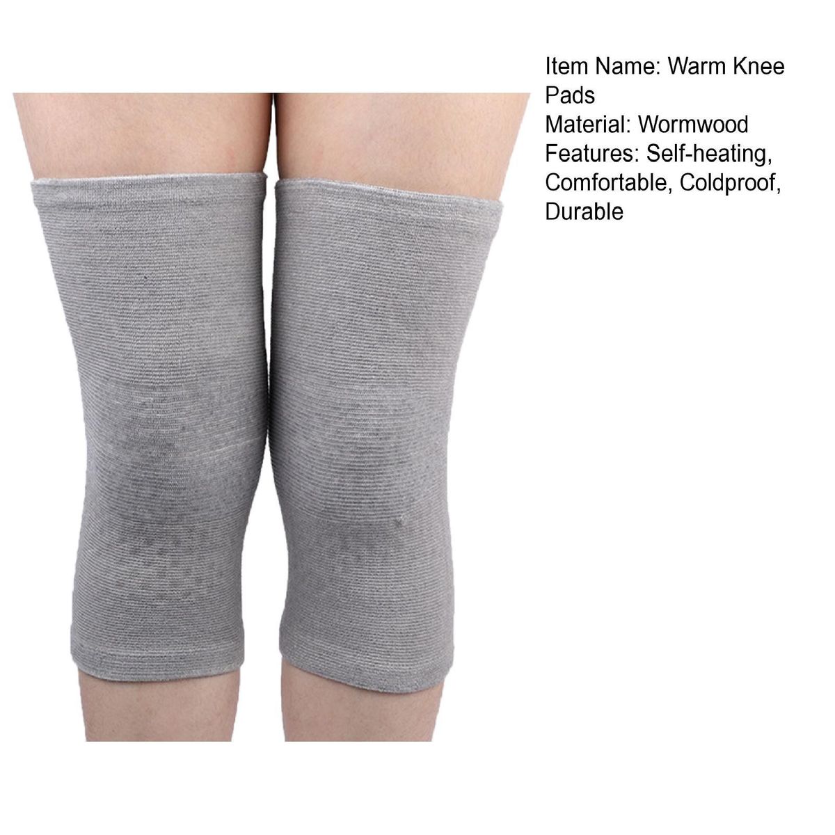 1 Pair Thermal Knee Winter Outdoor Indoor Self-heating Thermal Knee Grey