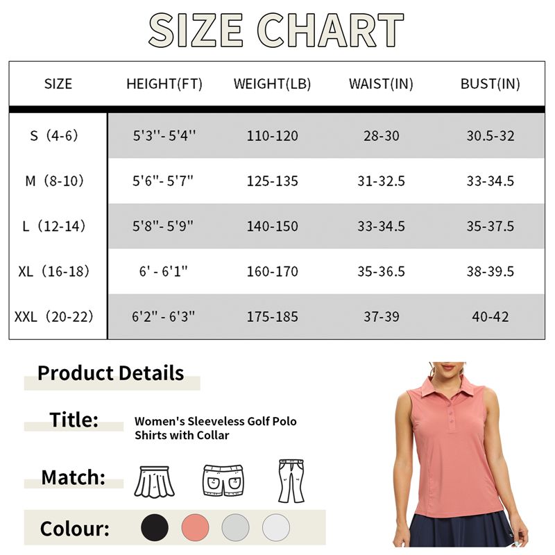 UPF 50+ Women Golf Polo Shirts Sleeveless Athletic Tank Top
